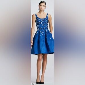 Oscar de la Renta Blue Embellished Dress